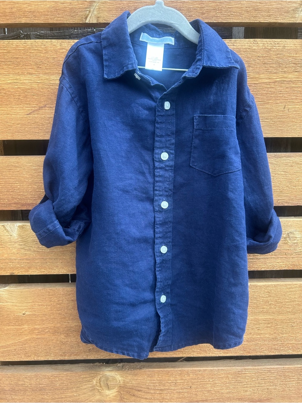 Janie and Jack Navy Linen Shirt Size 4